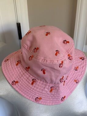 Pink Mushroom Embroidered Bucket Hat